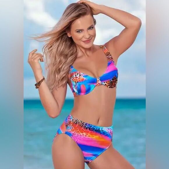 VENUS Marilyn Push-Up Halter Top 34C Vivid Colorful Animal Print Lisa frank - Picture 8 of 8